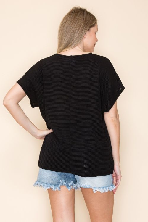 RHINESTONE POCKET KNIT TOP