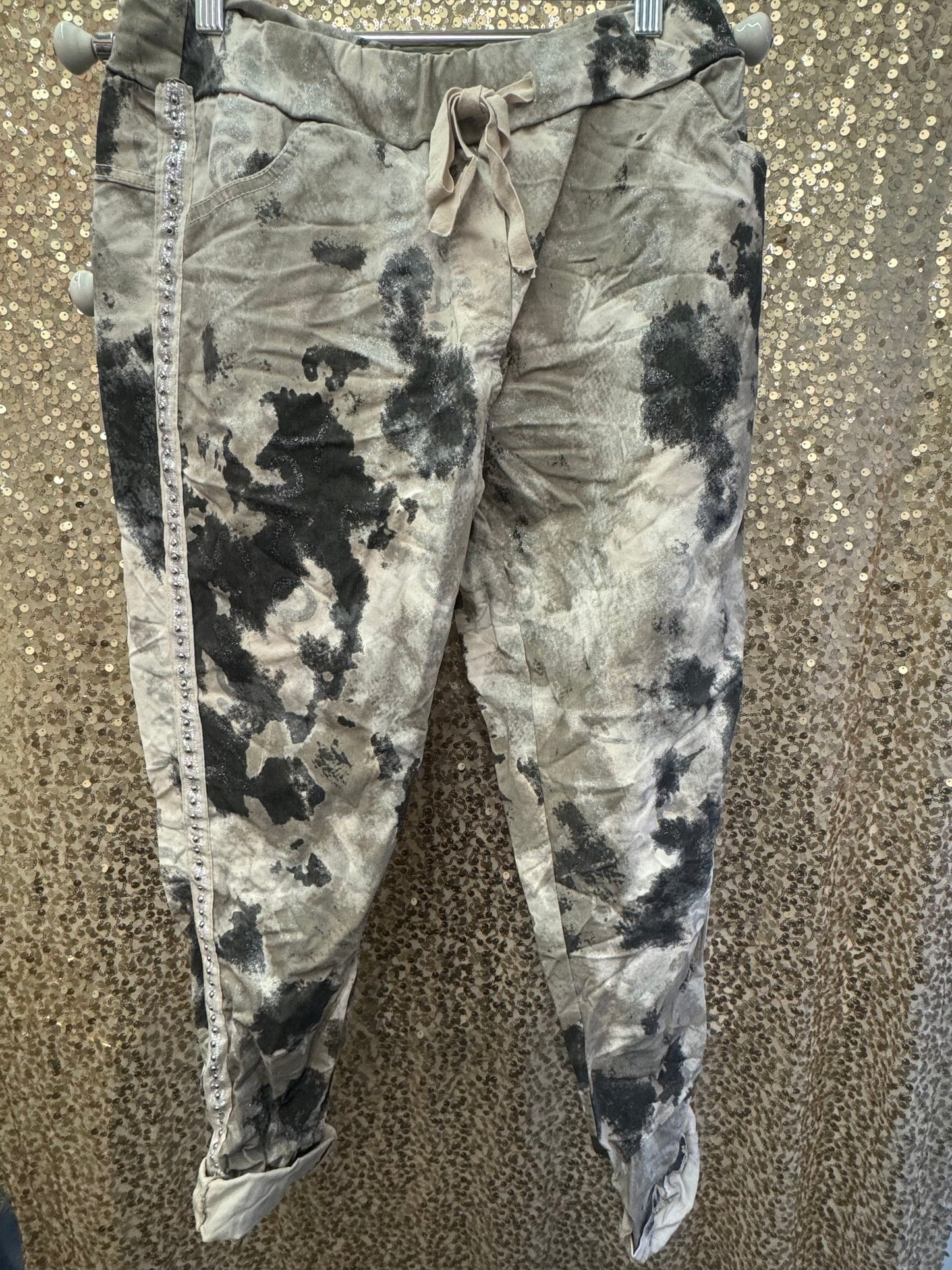 GLITTER CAMO JEGGING OS