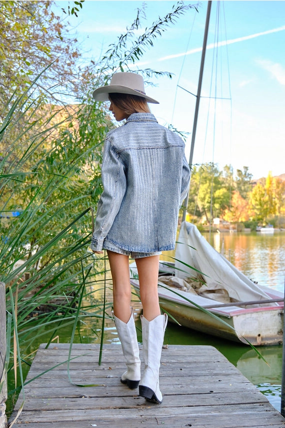 BB RHINESTONE STRIPE BOYFRIEND JACKET