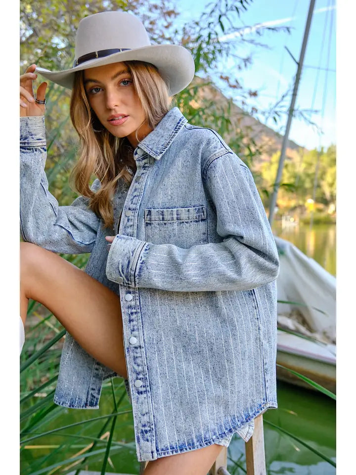 BB RHINESTONE STRIPE BOYFRIEND JACKET