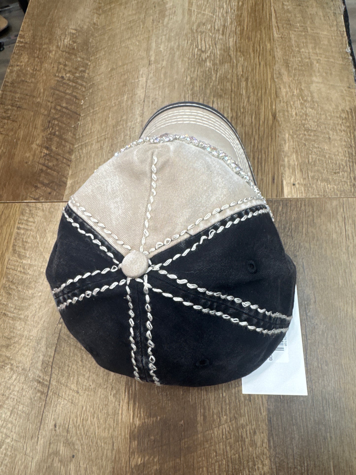 O&P ADJ. BEJEWELED BLING GLITZ CAP KHAKI/BLK SILVER AB STONES