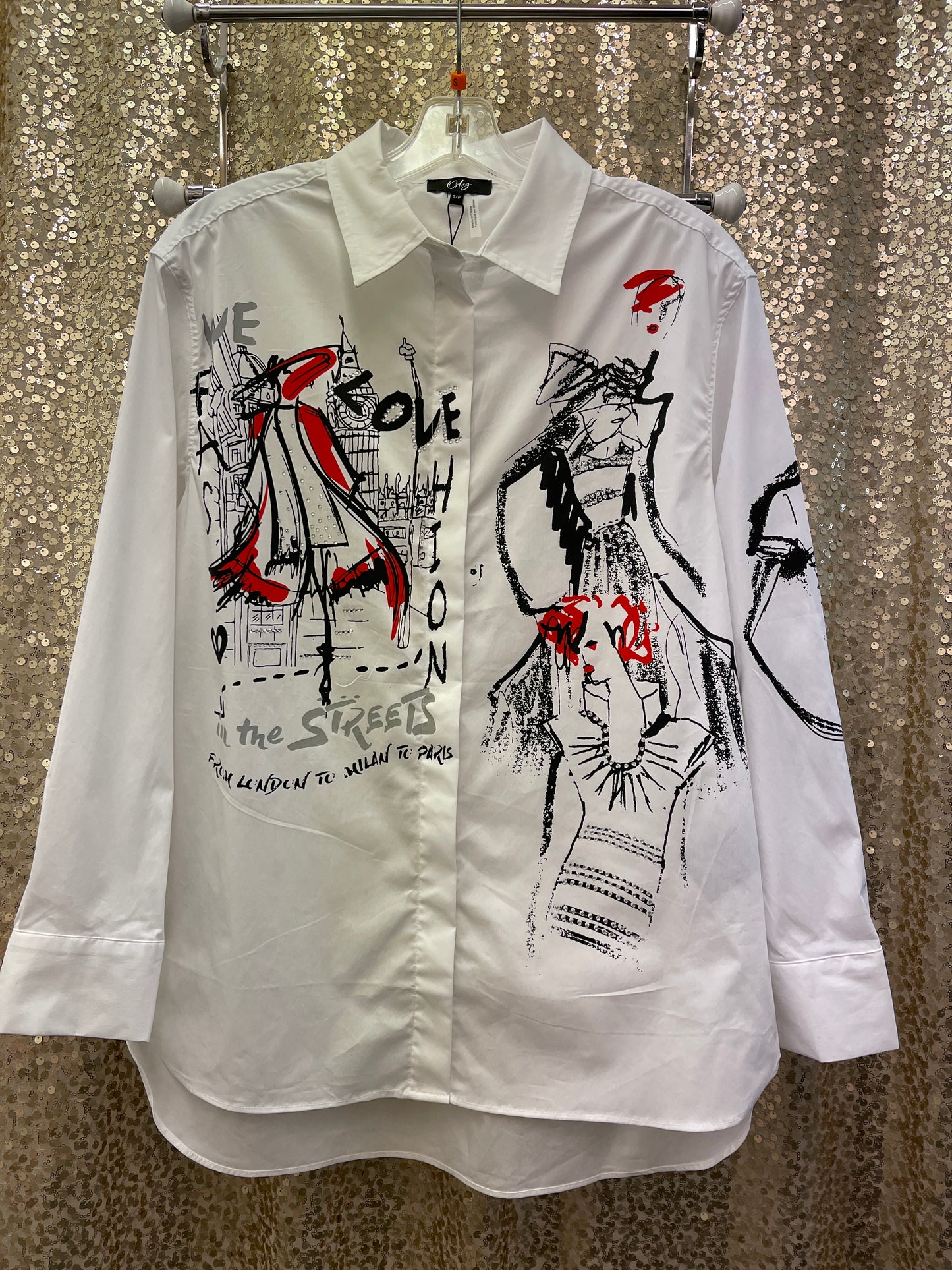 ORLY WHITE SHIRT 2 LADIES IN RED