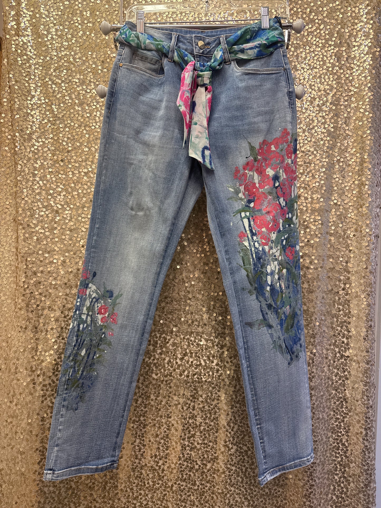 CD RETURN OF A OLD FRIEND PINK FLORAL PAINTED JEAN