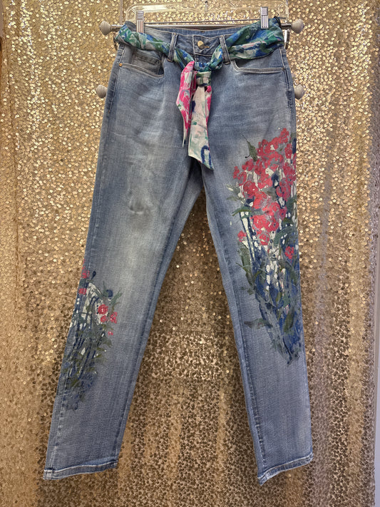 CD RETURN OF A OLD FRIEND PINK FLORAL PAINTED JEAN