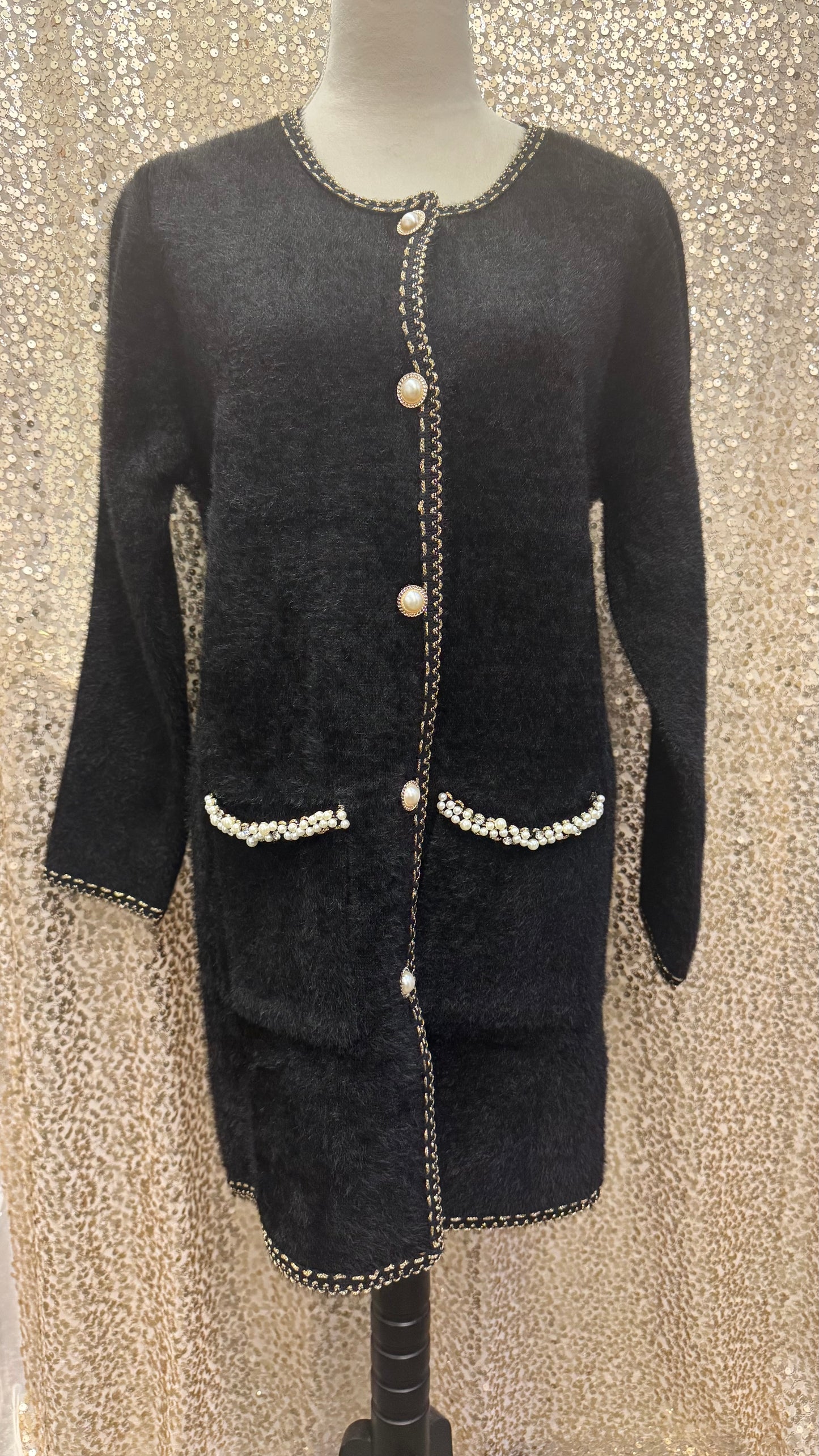 CREATIONS PEARL BUTTON SWEATER JACKET
