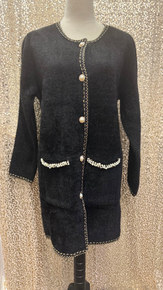 CREATIONS PEARL BUTTON SWEATER JACKET