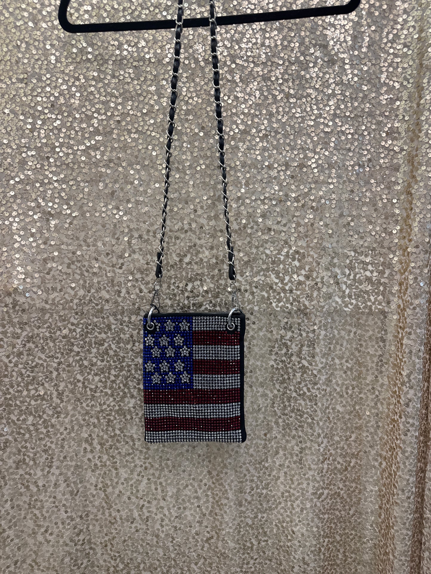 HANDBAG EXPRESS NEW SIZE RHINESTONE FLAG SLING