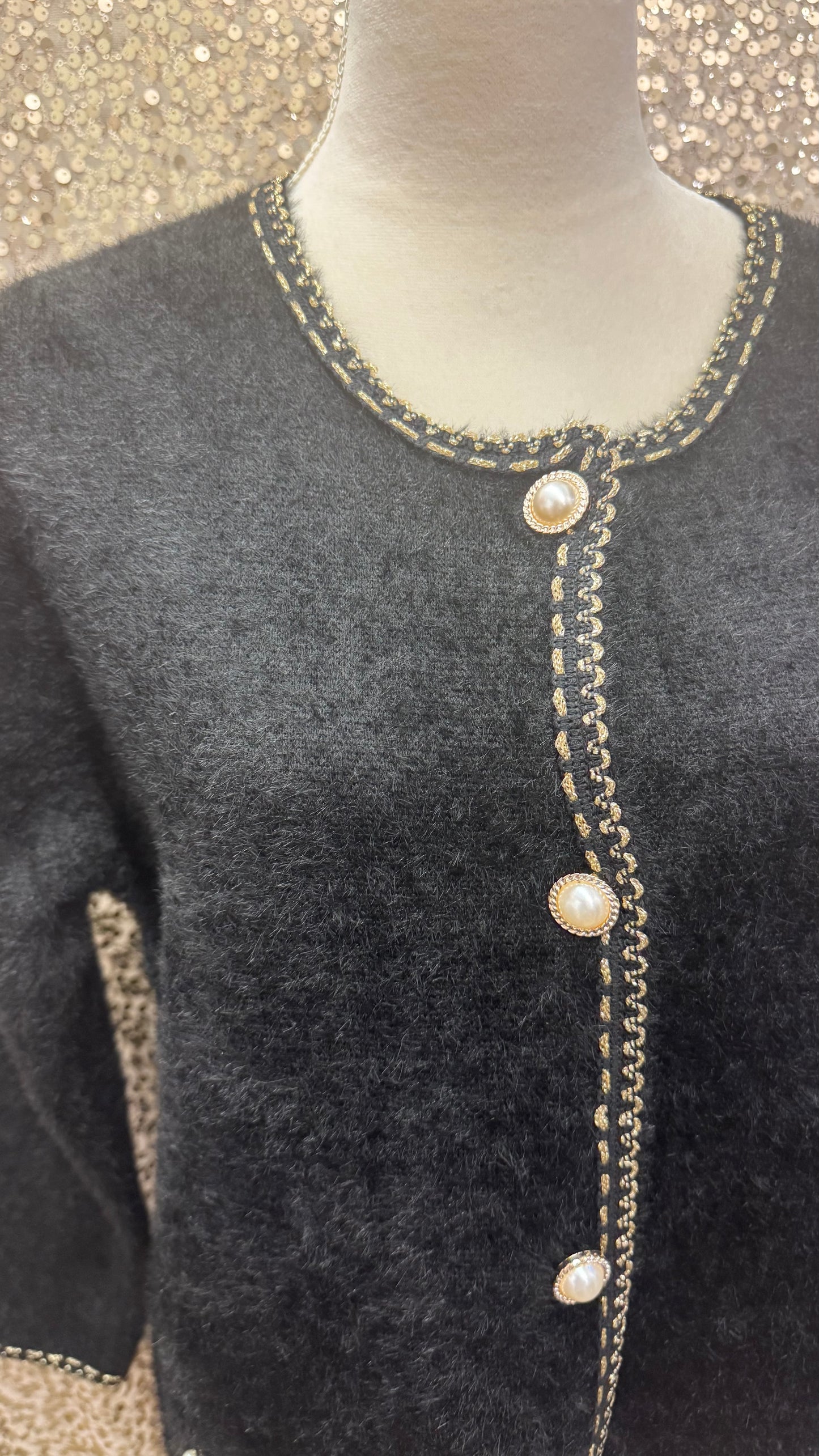 CREATIONS PEARL BUTTON SWEATER JACKET