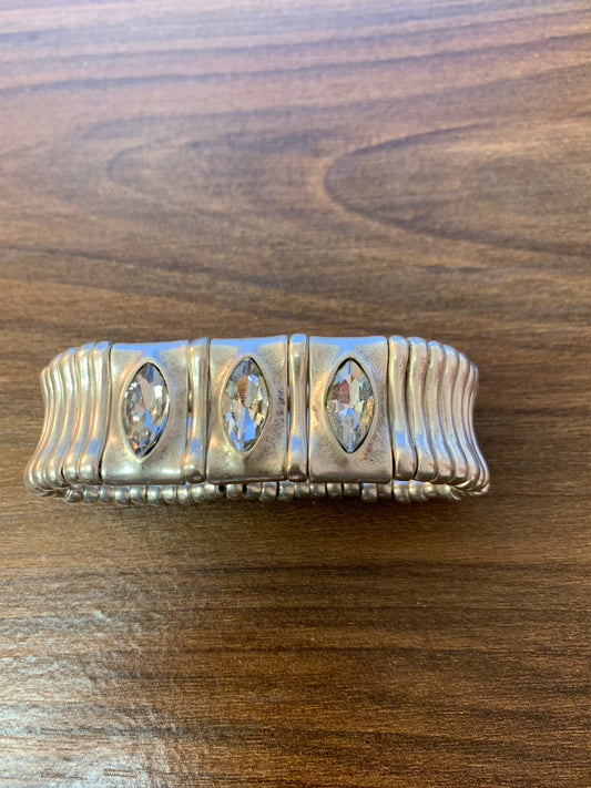 PEWTER STRETCH BR W/3 CRYSTALS