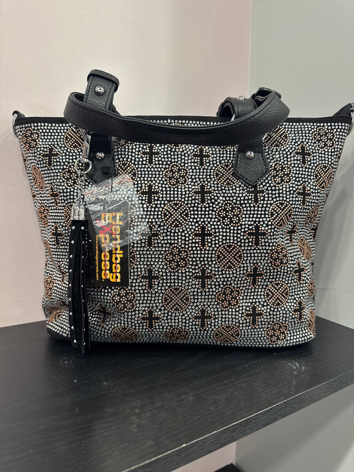 HANDBAG EXPRESS RHINESTONE SIGNATURE PRINT