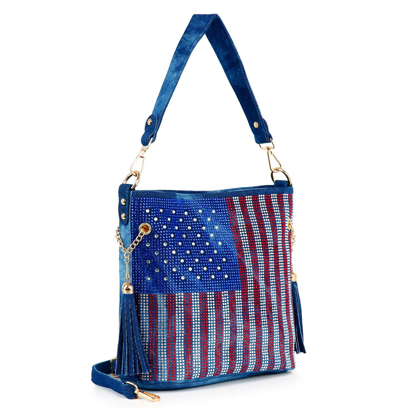 Rhinestone Flag Americana Shoulder Bag