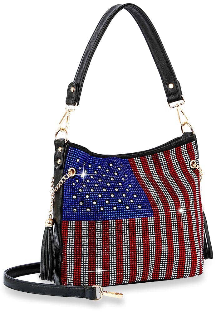 Rhinestone Flag Americana Shoulder Bag