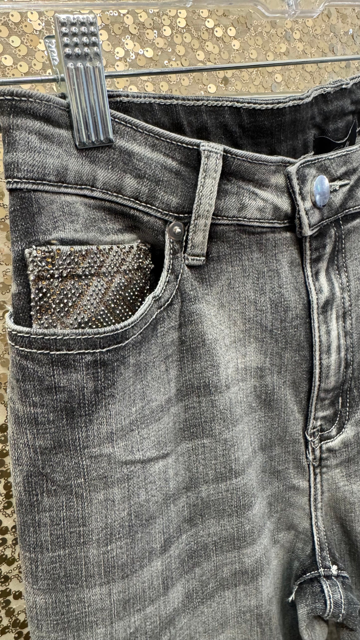 ORLY ASH DENIM PANT WITH RHINESTONE DETAILLING