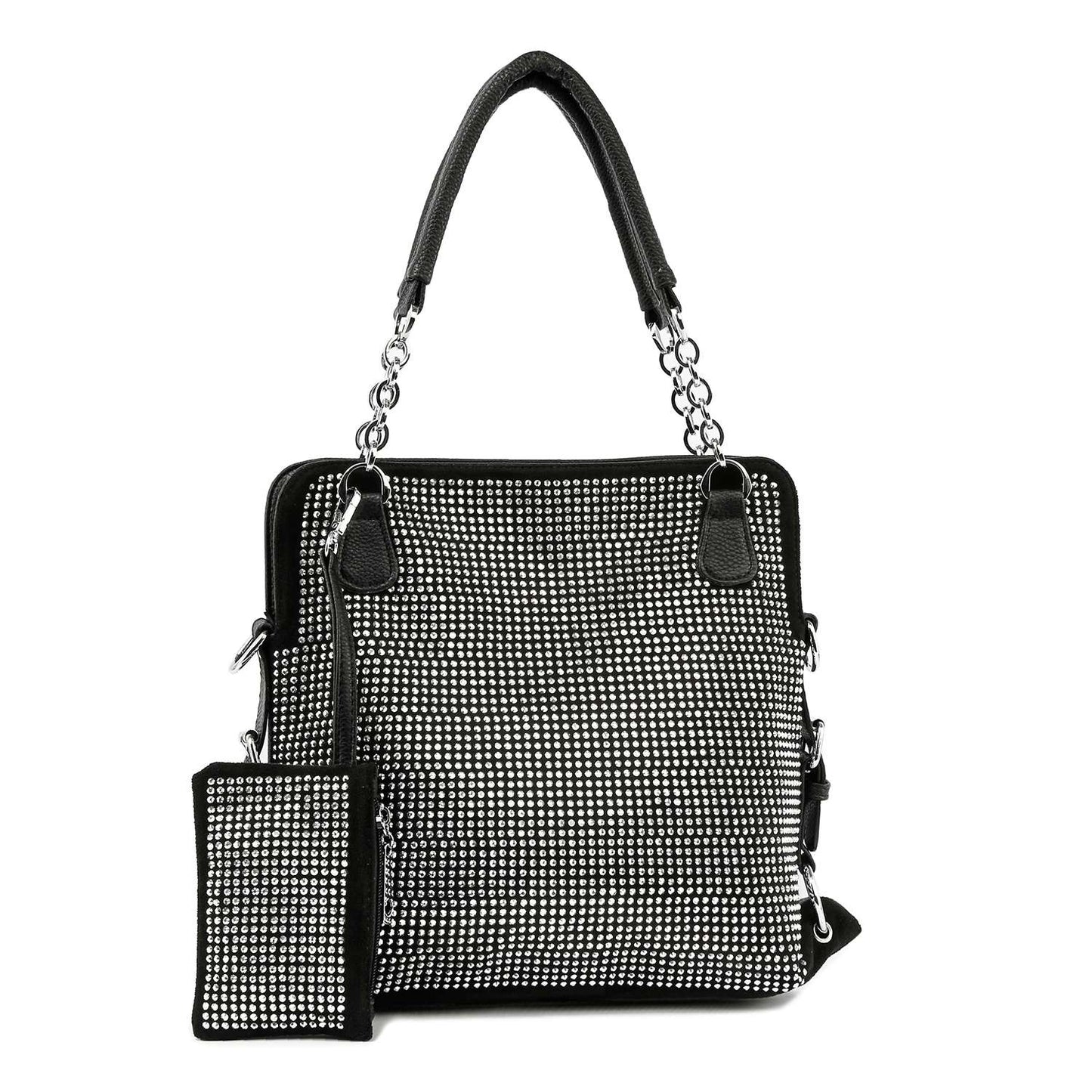 Rhinestone Covered Accessorized Shoulder Bag