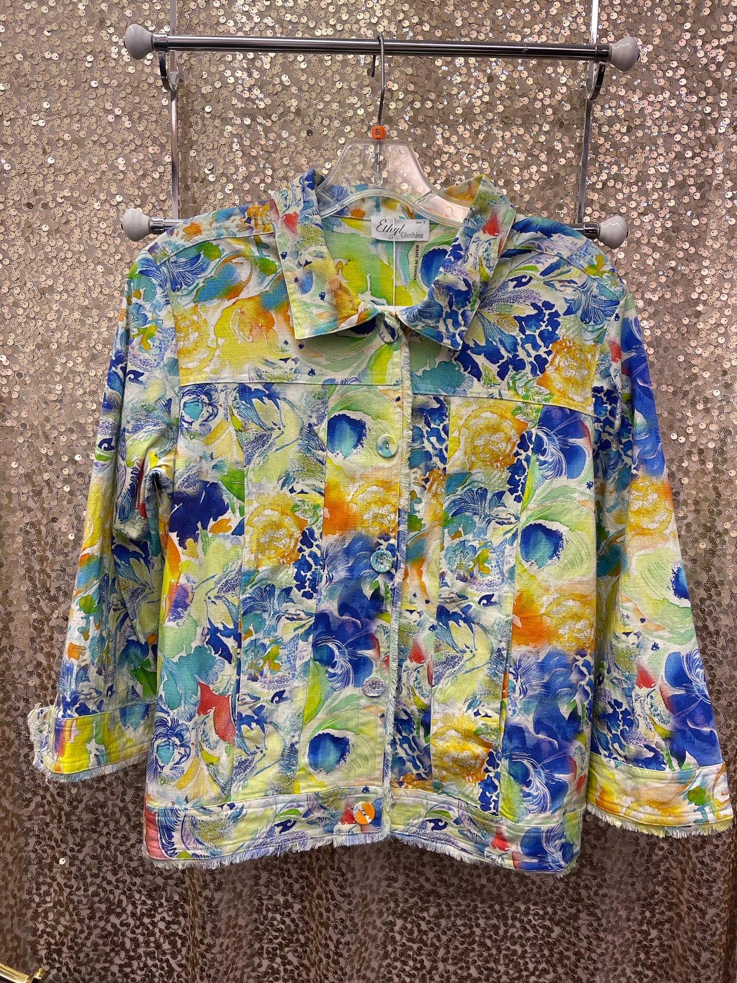 ETHYL MULTI PRINT LINEN JACKET