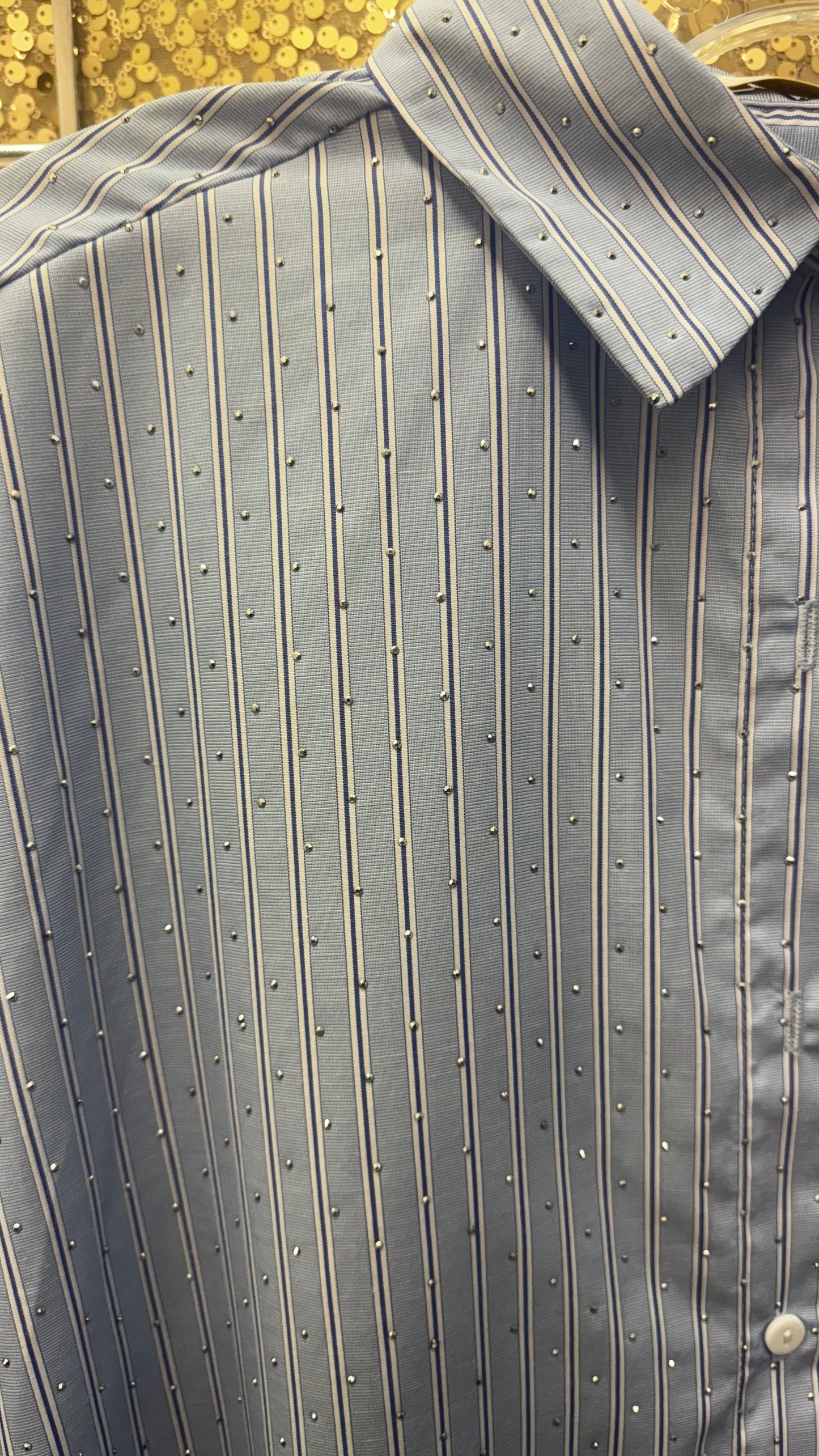 Q2 STRIPED POPLIN SHIRT EMB WITH STRASS