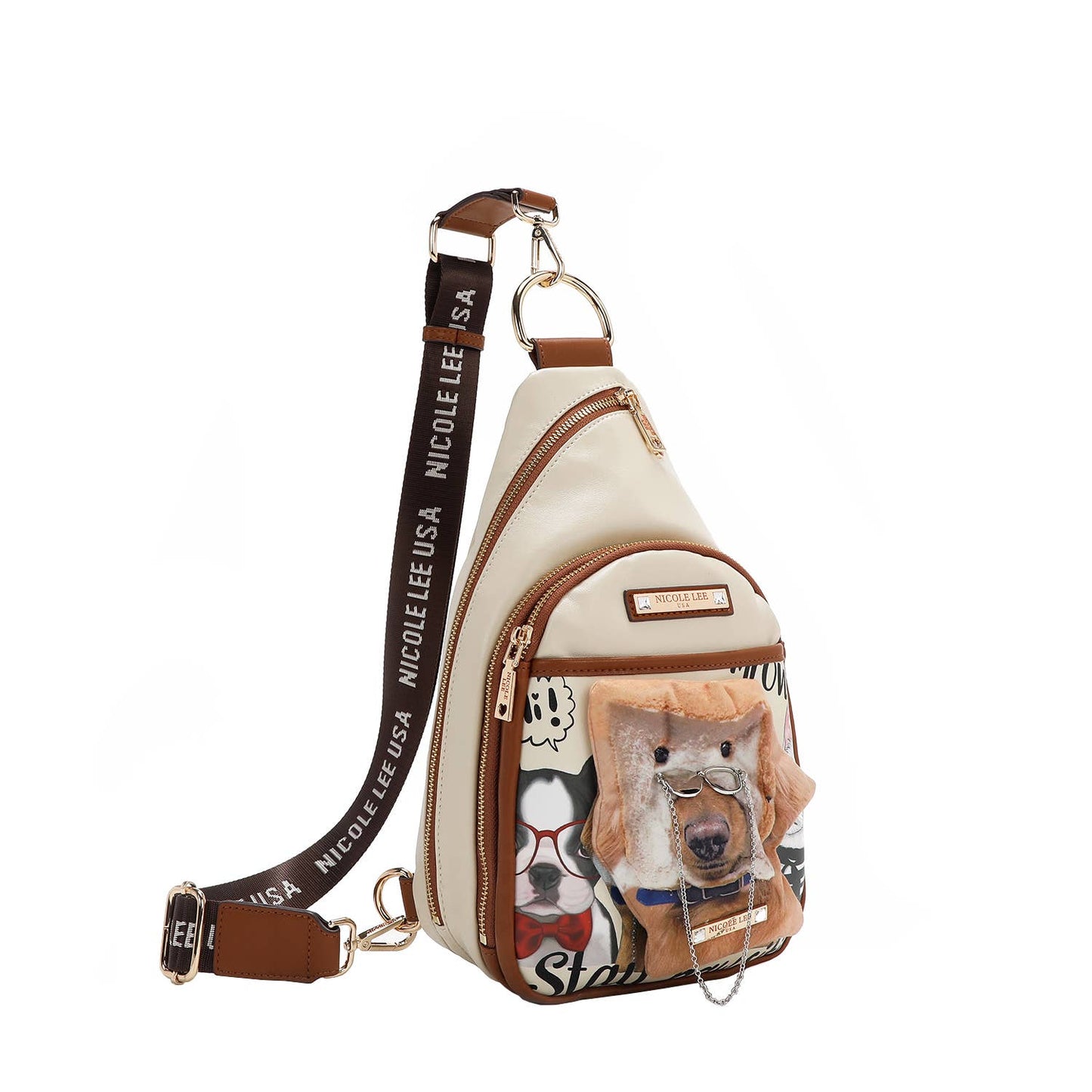 NICOLE LEE BIG BROTHER SLING BAG WITH KEYCHAIN