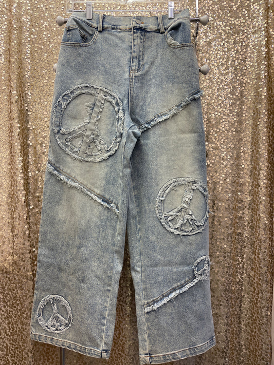 D&D DENIM STRAIGHT LEG PEACE PATCH