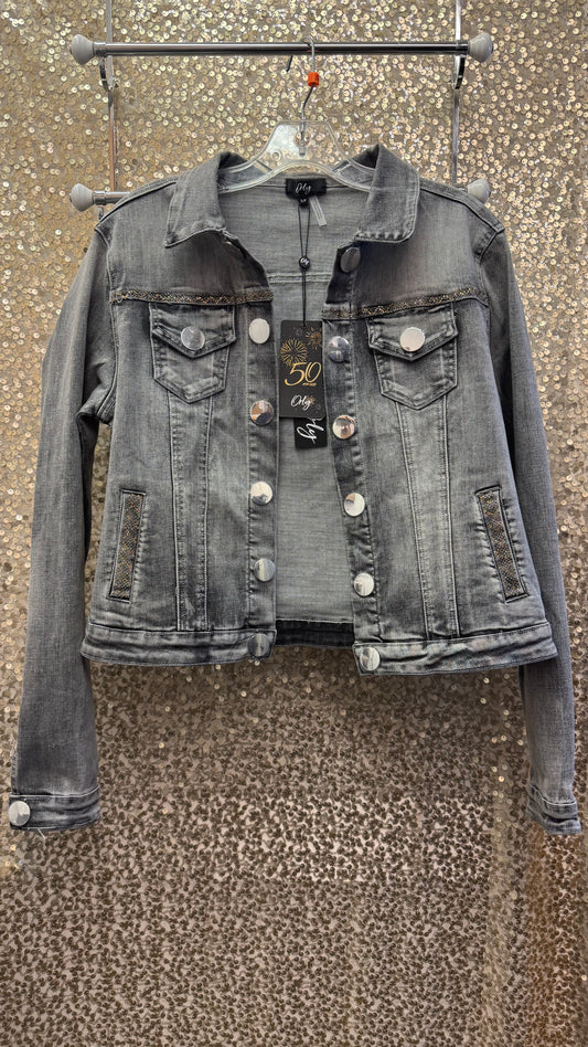 ORLY DENIM JACKET WITH RHINESTONE DETAILLING