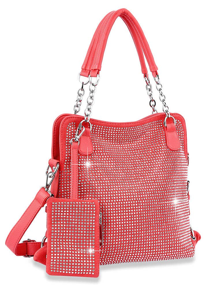 Rhinestone Covered Accessorized Shoulder Bag