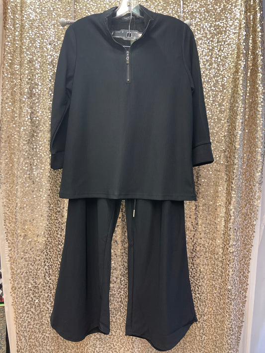CREATIONS RIBBED 3/4 ZIP TOP & RIBBED PANTS