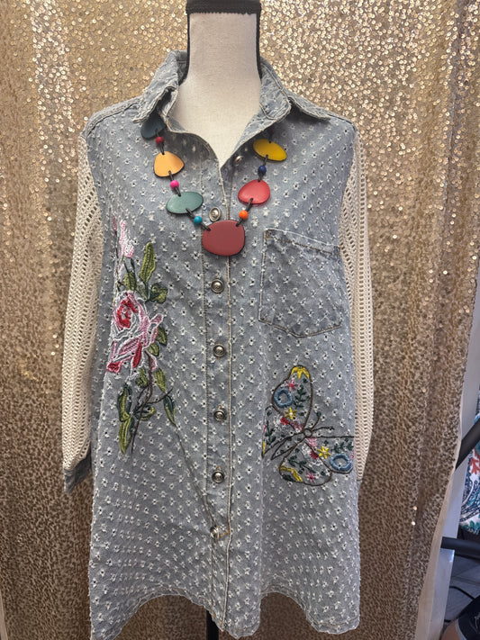 POL BUTTERFLY EMBROIDERED JACKET