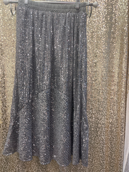 HAYDEN WOMENS SILVER SEQUIN SKIRT