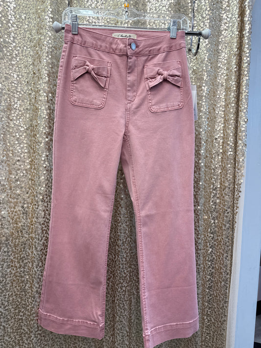 CB FLARE LEG TWILL PANTS WITH BOW POCKETS