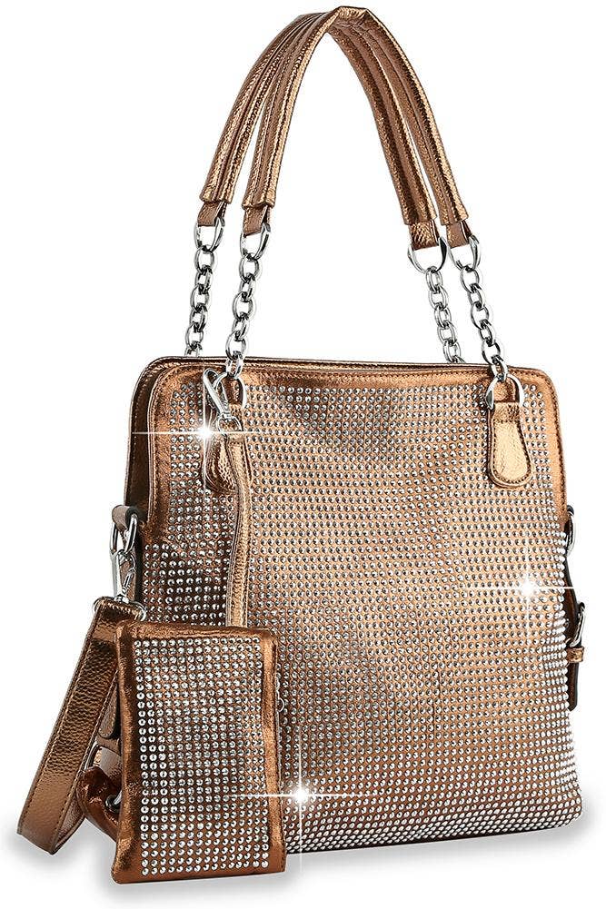 Rhinestone Covered Accessorized Shoulder Bag