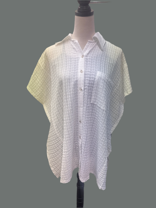 DD WHITE CRINKLE TEXTURE TOP