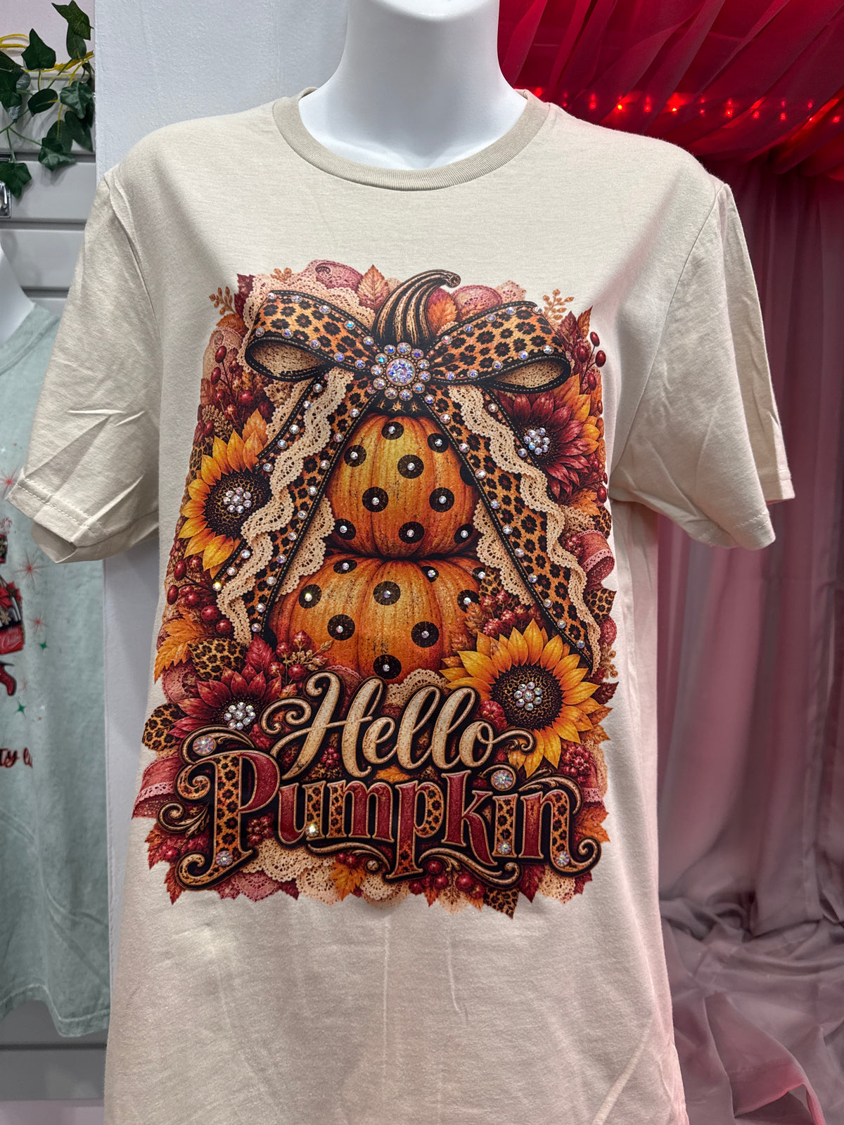 HELLO PUMPKIN TEE CUSTOM W/STONES