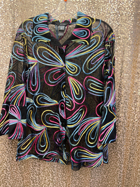 AM TOP MESH BUTTON FRONT JKT SUTACHE EMBROIDERY