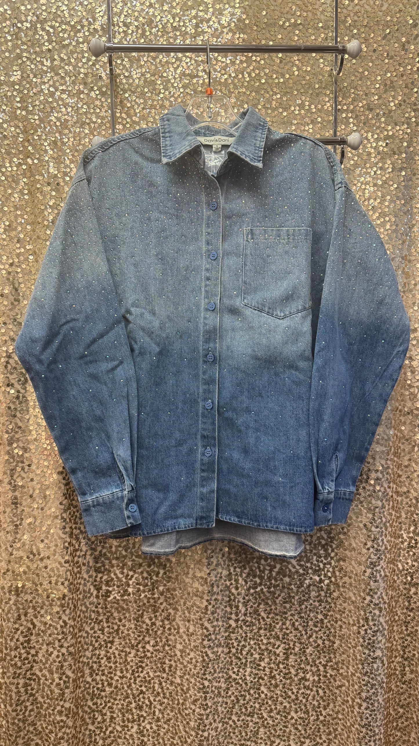 DD MULTICOLOR RHINESTONE DENIM JACKET