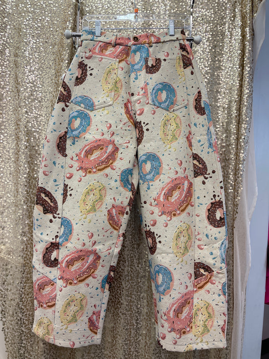 D&D BARREL PANTS WHIMSICAL DONUTS
