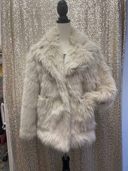 BLUE B SHAGGY COLLARED FAUX FUR COAT