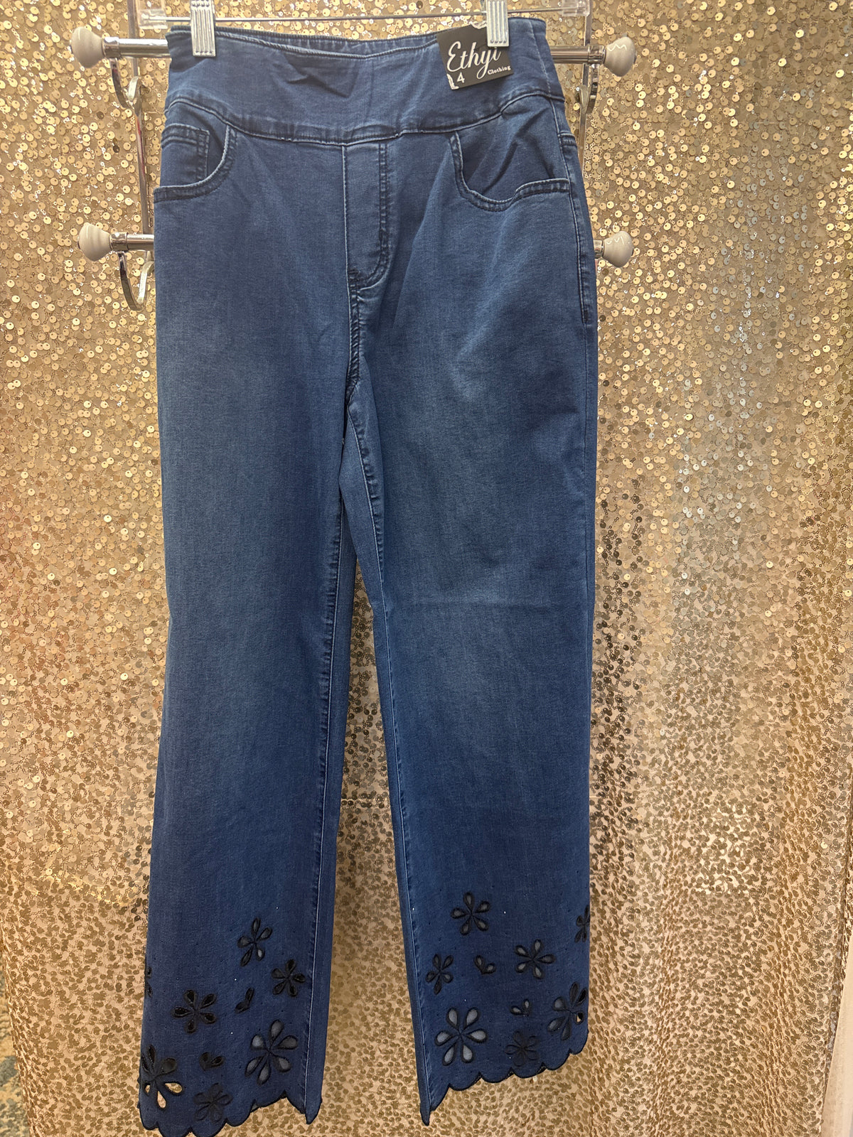 ETHYL PULL ON WIDE LEG CUT OUT EMB AND BLING