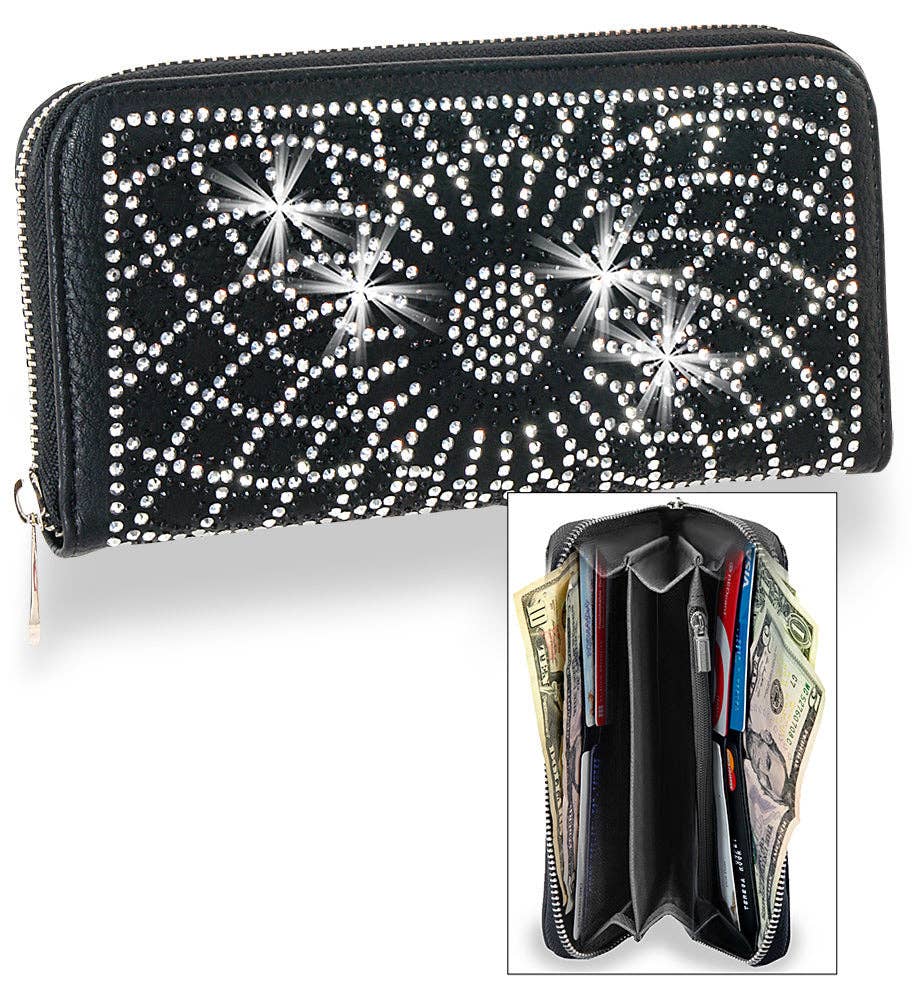 Rhinestone Pattern Accordion Fashion Wallet