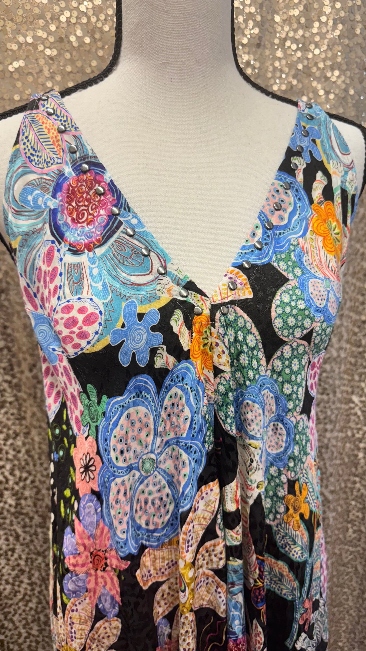 JW CAETANA FLORAL V-NECK DRESS