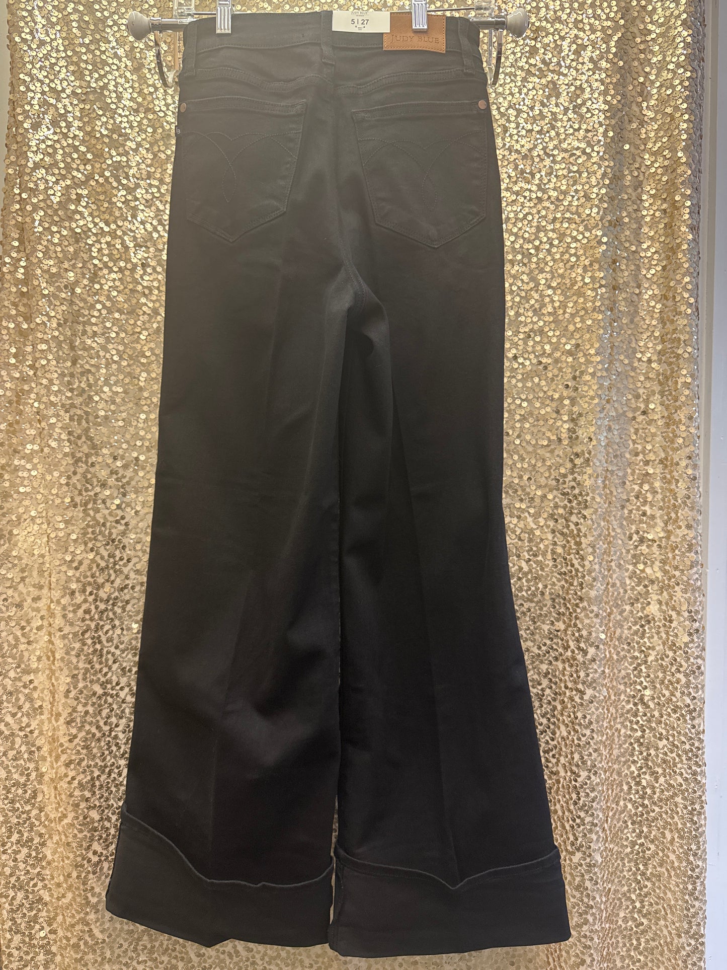JB HW RETRO WIDE LEG W/ CUFF BLK DENIM JEANS