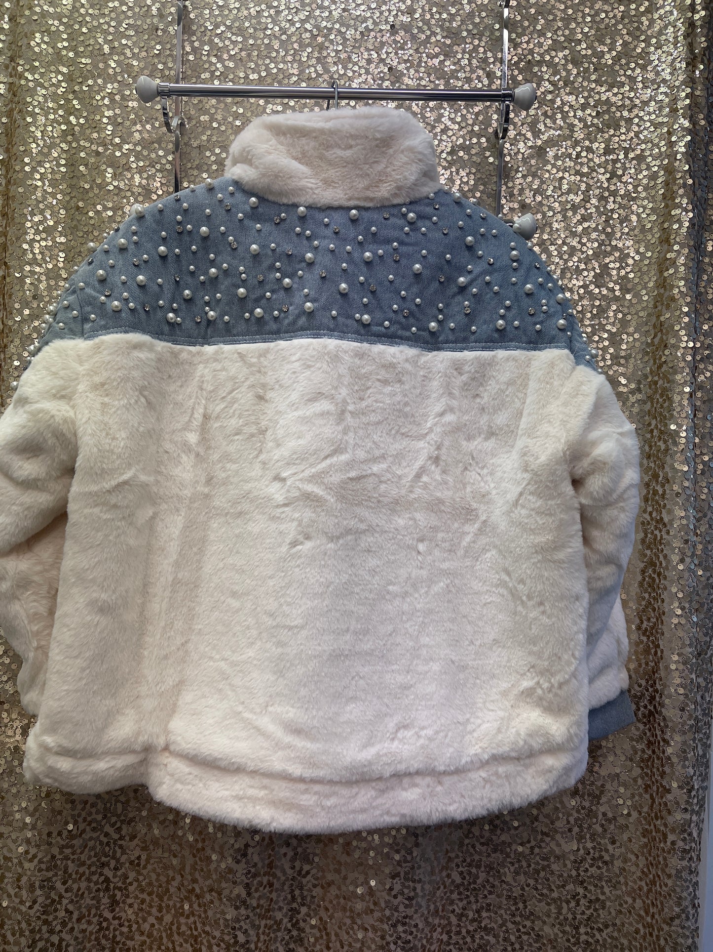 D&D WHITE DENIM FUR JACKET