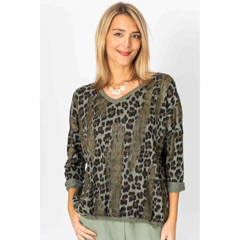LM GLITTER "AP" PRINT SWEATER OS