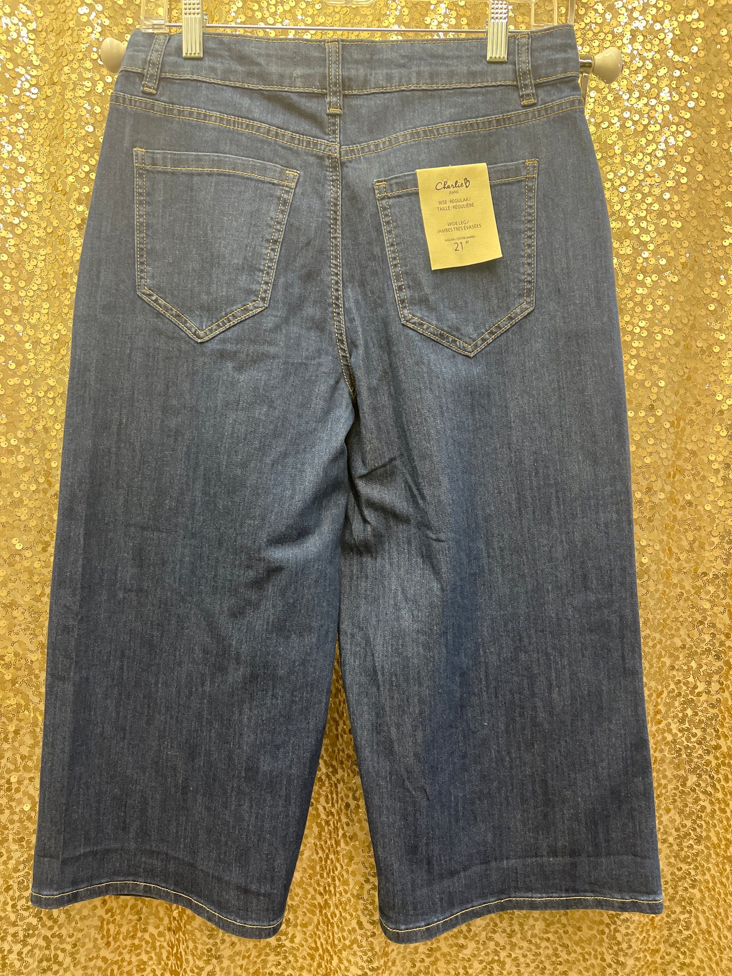 CB CROPPED STRETCH DENIM PALAZZO PANTS