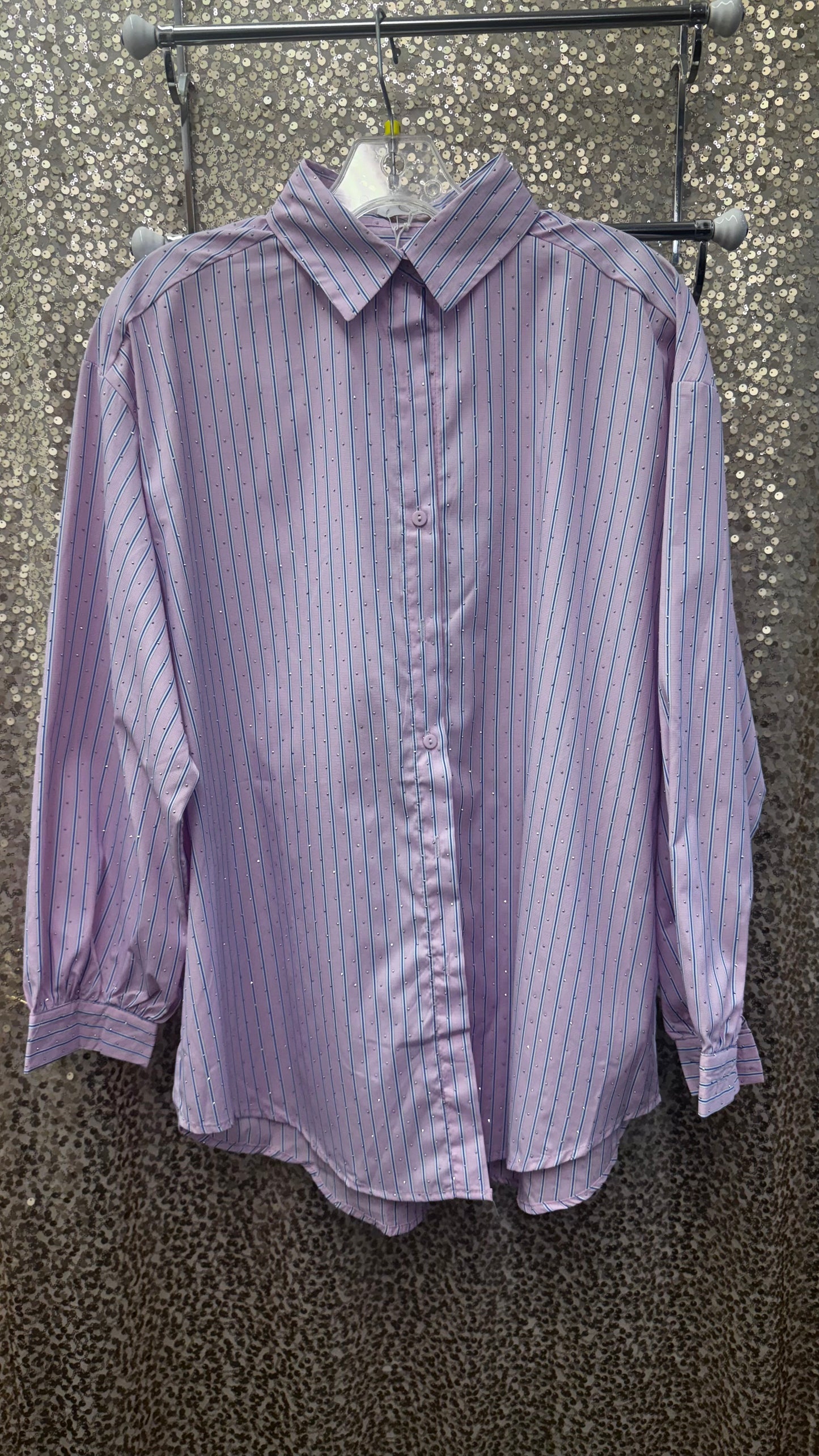 Q2 STRIPED POPLIN SHIRT EMB WITH STRASS