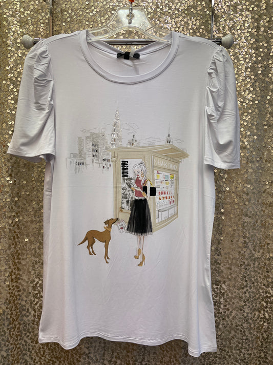 ORLY WHITE CAP SLEEVE FASHION NEWSTAND W/DOG TOP