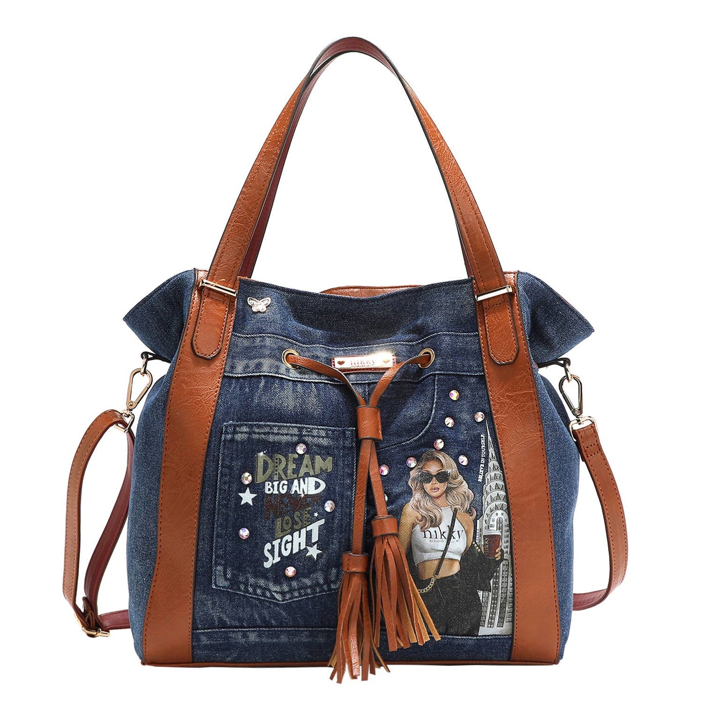 NICOLE LEE DREAMER DENIM SHOULDER BAG