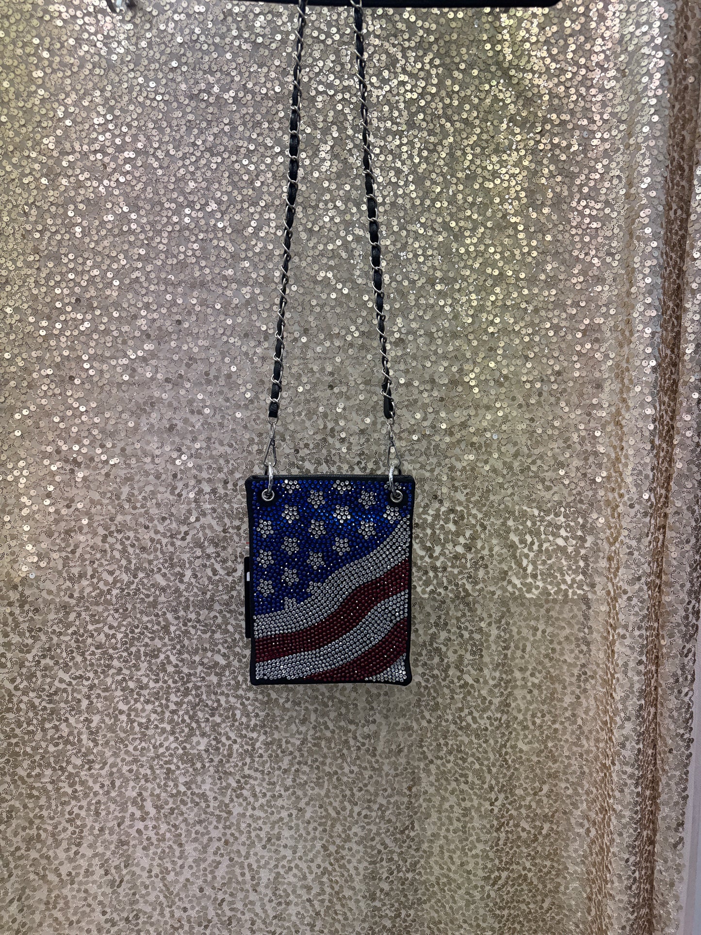 HANDBAG EXPRESS RWB NEW SIZE SPARKLING MODERN FLAG DESIGN