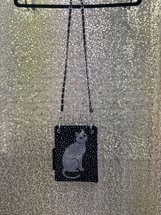 HANDBAG EXPRESS NEW SIZE RHINESTONE BLING CAT