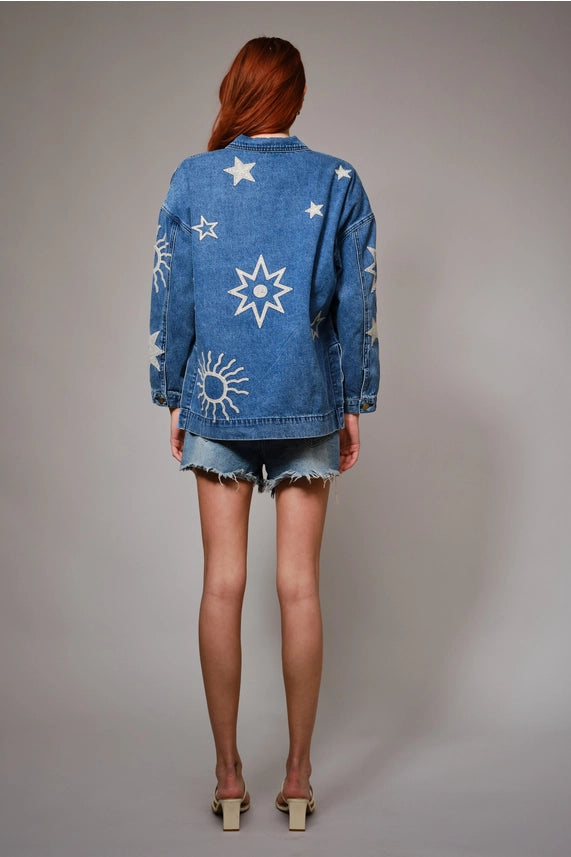BB CELESTIAL EMBROIDERED DENIM JACKET