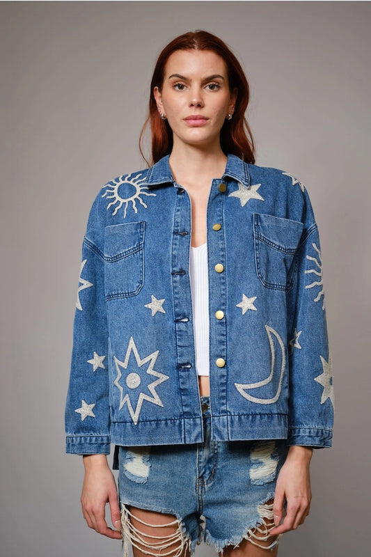 BB CELESTIAL EMBROIDERED DENIM JACKET
