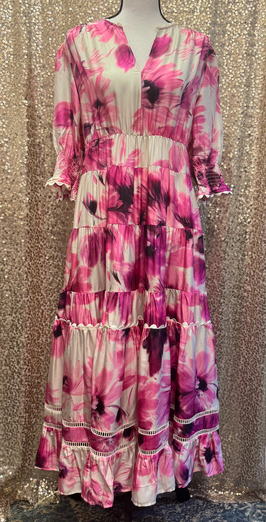 JOHNNY WAS DAPHNE TEA LENGTH DRESS SZ MED